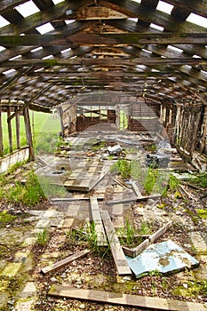 Decaying Barn Interior with Daylight in Fort Wayne, Indiana