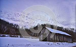 Decaying Barn in the Snow Near Gays Mills WI