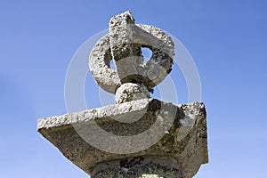 Decaying garden stone ornament photo