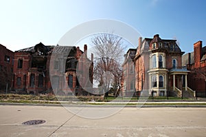Decaying residential houses in Detroit, Michigan photo