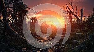 Decaying Scenery: A Romantic Apocalypse Landscape In Cryengine Style