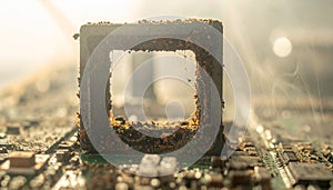Decaying Technology - Rusted Component on an Old Circuit Board