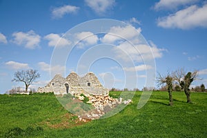 Decaying trulli, conical shaped houses