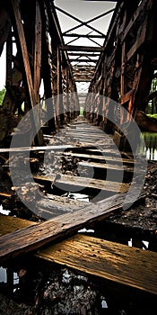 Decaying Wooden Bridge: A Haunting Passage Of Time