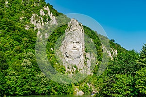 Decebal Head Sculpted in Rock, Carved in the Mountains, Esalnita, Danube Gorges (Cazanele Dunarii