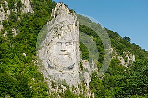 Decebal Head Sculpted in Rock, Carved in the Mountains, Esalnita, Danube Gorges (Cazanele Dunarii