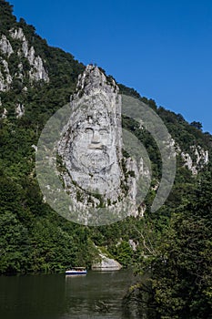 Decebal king face statue in Eastern Europe Romania