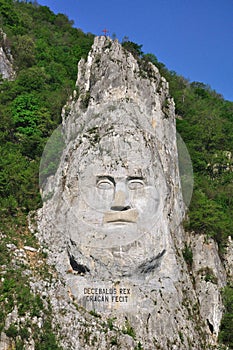 Decebal's head carved in rock