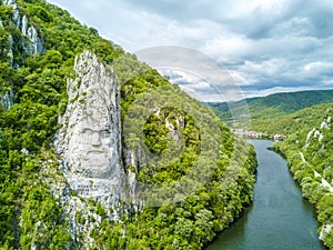 Decebal`s Head carved in rock, Danube Gorges