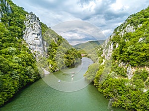 Decebal`s Head sculpted in rock, Danube Gorges