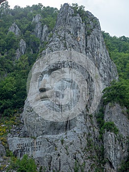 Decebal statue, in the Cazane gorge, Danube river, Romania