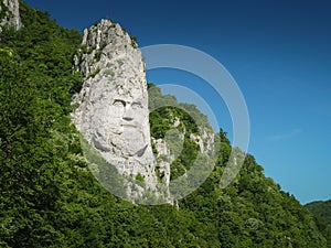 Decebalus rock sculpture close up picture
