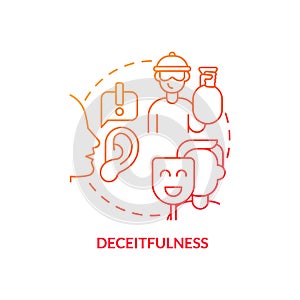 Deceitfulness red gradient concept icon