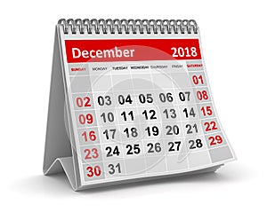 December 2018 - Calendar