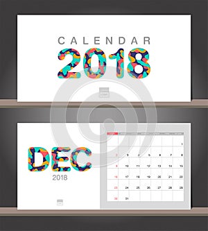 December 2018 Calendar. Desk Calendar modern design template wit