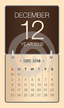 December 2018 calendar vector illustration