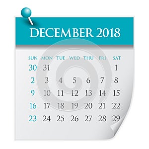 December 2018 calendar vector illustration