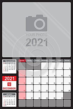 December 2021 Calendar Monthly Planner Design