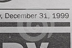 December 31, 1999 in newspaper font