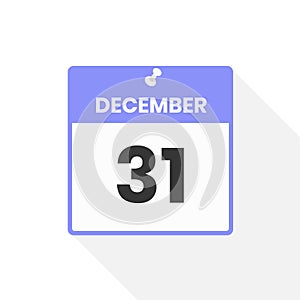 December 31 calendar icon. Date, Month calendar icon vector illustration