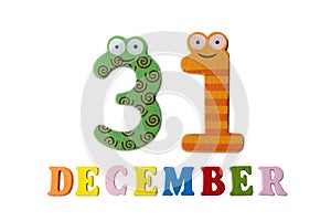 December 31 on white background, numbers and letters.