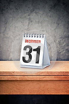 December the 31st on desk calendar at office table