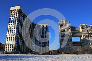 December 5, 2020 Moscow, Russia. new building against blue sky