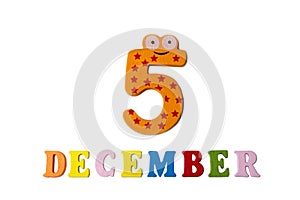 December 5 on white background, numbers and letters.