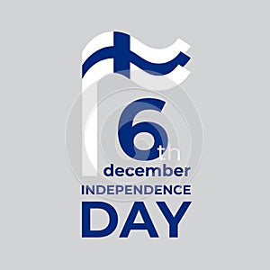 December 6, finland independence day. Vector template with wavy finnish flag in simple concise style, icon. National holiday of