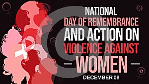 December 6th is observed as national day of remembrance and action on violence against women, background design with ribbon