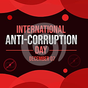 December 7 is observed as International Anti-Corruption Day, wallpaper design in red alarming color with shapes and typography