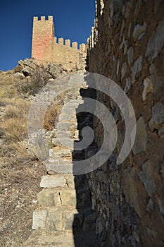 December 28, 2013. Albarracin, Teruel, Aragon, Spain. Medieval Fortress Walls Alcazar Very Well Preserved. History, Travel, Nature