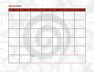 December Blank Calendar