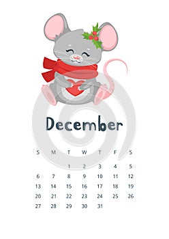 December calendar flat vector illustration