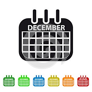 December Calendar Icon - Colorful Vector Symbol