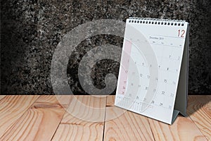 December carlender on background