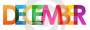 DECEMBER colorful overlapping letters vector banner photo