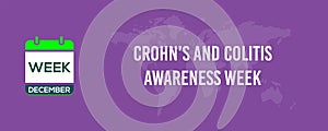 December Crohns and Colitis Awareness Week Sunday, Monday, Tuesday, Wednesday, Thursday, Friday, Saturday. winter holidays in