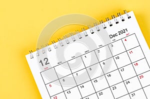 December 2021 desk calendar