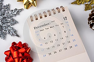 December 2023 Desk Calendar Flat Lay photo