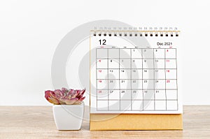 December 2021 desk calendar