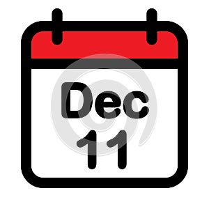 December eleventh calendar icon