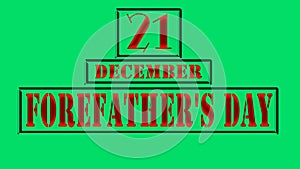 21 December, Forefather's Day, Text Effect on cyan Background photo