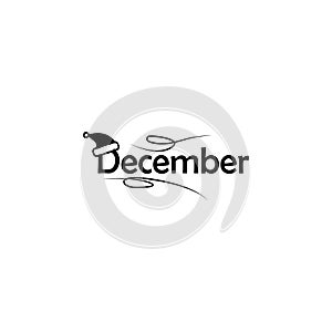 December icon. Written name of the month with different elements relating to the month icon. Premium quality graphic design icon.