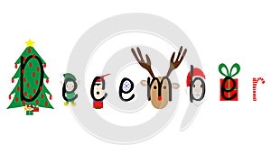 December illustrated with holiday icons