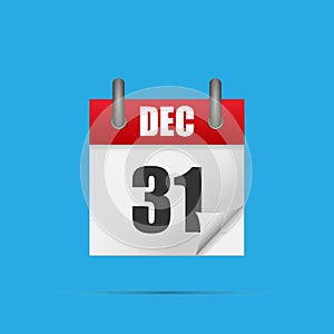 31 december. Realistic calendar icon.
