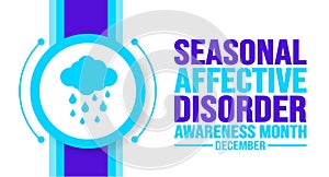 December is Seasonal Affective Disorder Awareness Month background template. Holiday concept.