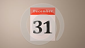 December, the 31st last, 365th day of the year 366th in leap years in the Gregorian calendar calendar page photo