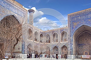 December 2018, Uzbekistan, Samarkand, Registan Square, Madrasa Sherdor `Resident of the Lions`