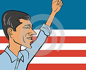 Vector cartoon of Beto O`Rourke, past candidate for Texas senator and possible 2020 candidate for president of the United States. photo